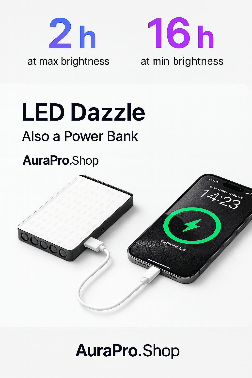Professional Light with RGB Colors + Power Bank